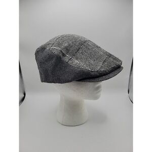 DPC Patchwork Flat Cap Hat Gray Wool Blend Ivy Newsboy Small Medium